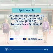 Apel de proiecte MEN, finanţat prin PNRR, pentru prevenirea şi reducerea abandonului şcolar