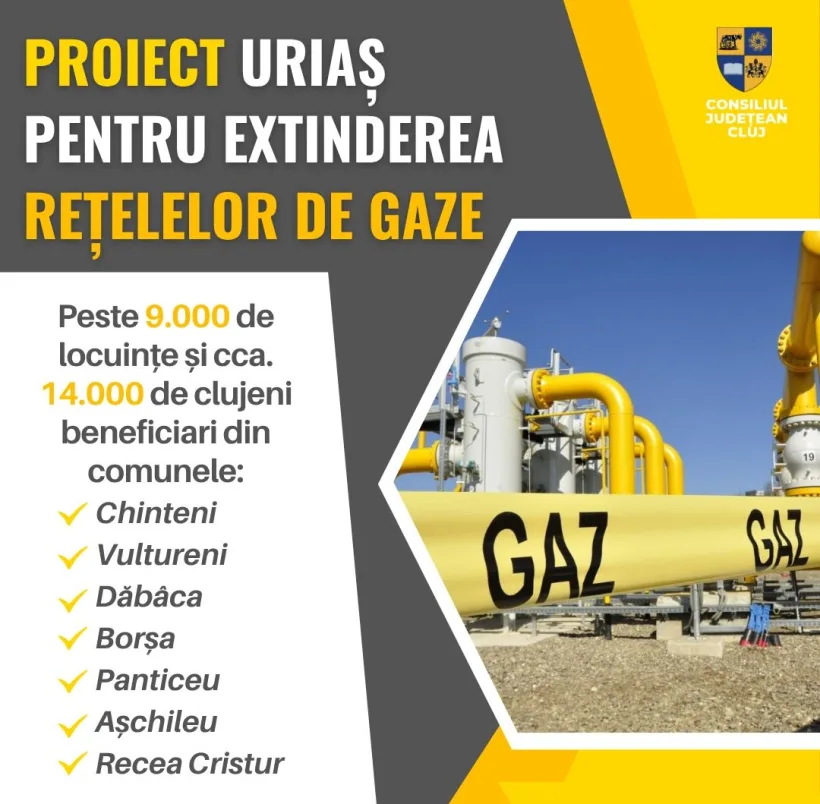 Proiect important pentru extinderea rețelelor de gaze în Cluj
