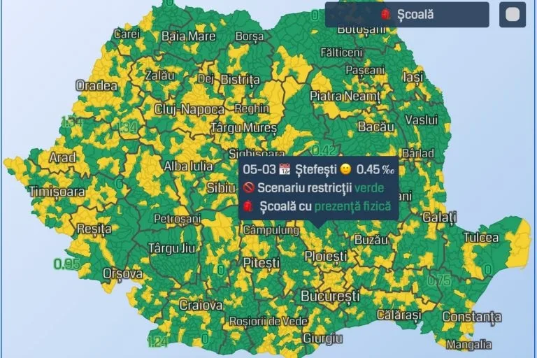 Scenariile în care se redeschid școlile în România, într-o hartă interactivă
