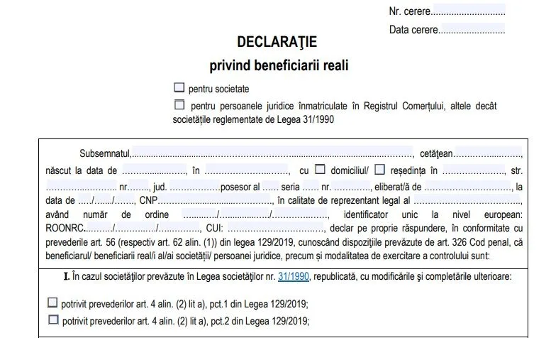 Depunerea declarației de beneficiar real, amânată până la 1 octombrie