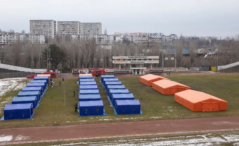 Tabără pentru refugiații ucraineni, amenajată pe stadionul „Dunărea” din Galați