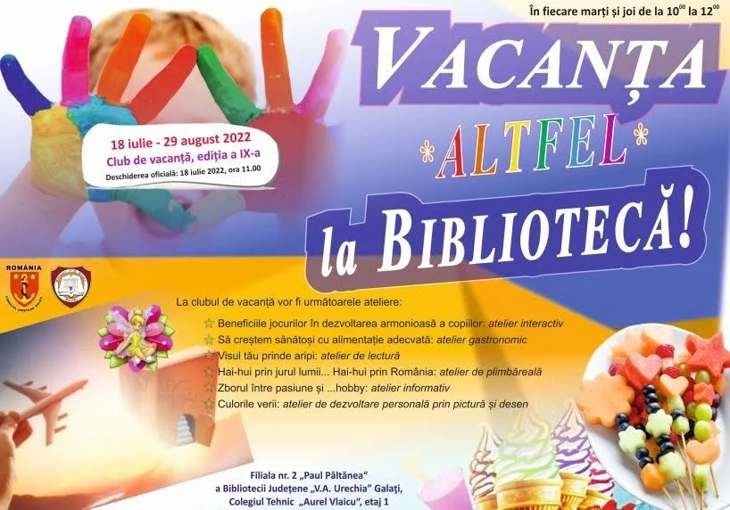 „Vacanța ALTFEL la bibliotecă!”: club de vacanță în Galați