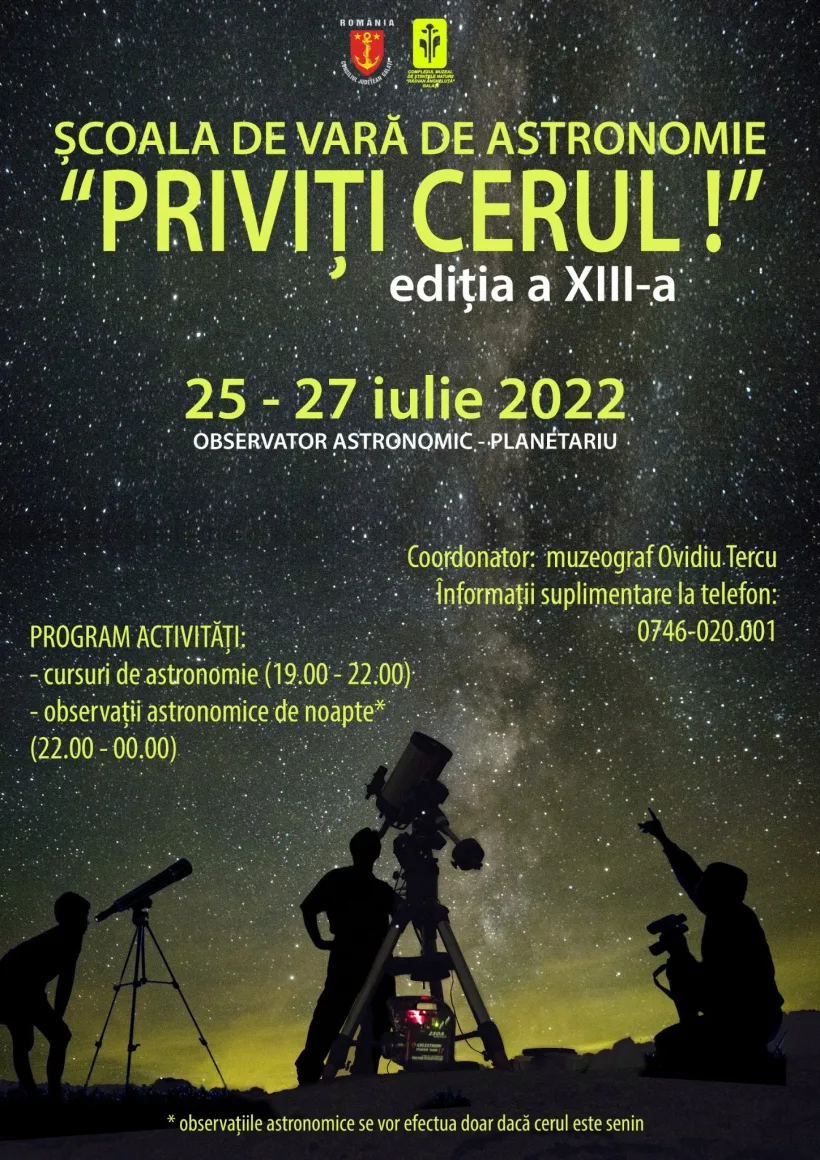 „Priviți Cerul” – Școala de vară pentru pasionații de astronomie din Galați