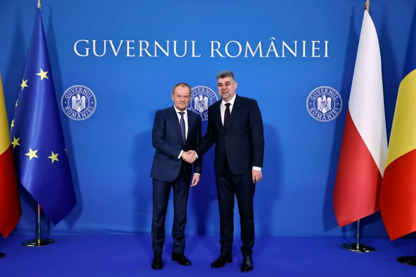 Marcel Ciolacu l-a primit pe Donald Tusk la Palatul Victoria
