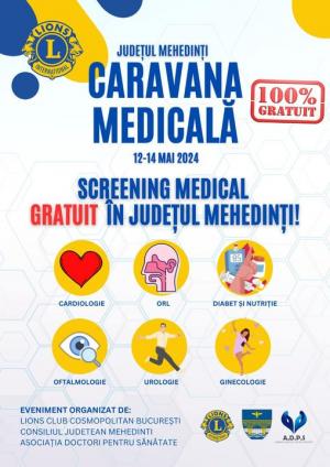 CARAVANĂ MEDICALĂ PENTRU SĂNĂTATE, ÎN MEHEDINȚI